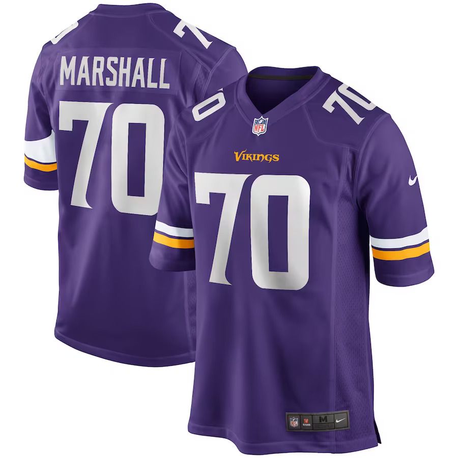 Men Minnesota Vikings #70 Jim Marshall Nike Purple Game Retired Player NFL Jersey